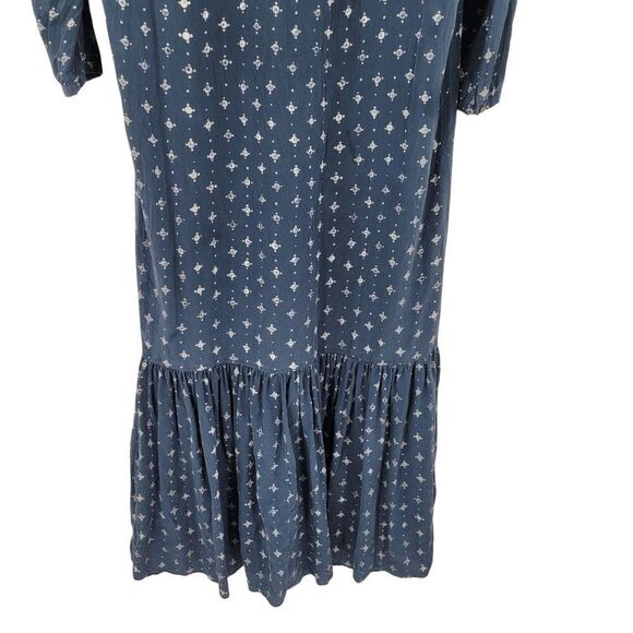 Madewell Womens Silk Medallion Dot Maxi Dress Blue Sz 4 Tiered Flowy Modest - Picture 14 of 15